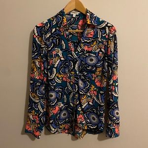 Retro Floral Print Blouse